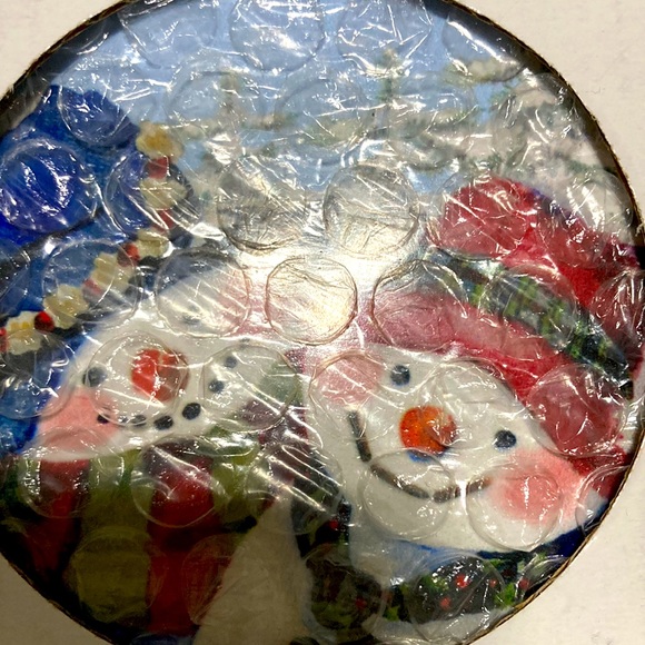 Joyful Snow Friends Christmas Holiday Drink Coasters Cork Bottoms 3.5" x 3.5" - Picture 9 of 12